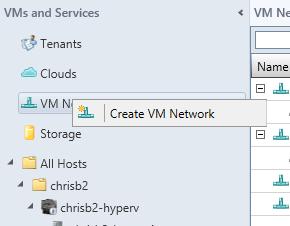 and choose Create VM Network. 2.