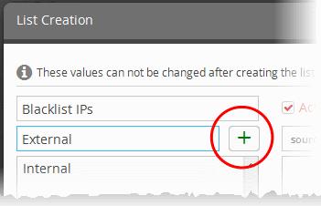 The 'List Creation' dialog will appear. Enter a name for the live list in the 'Name' field. Add a name for a list type to be create in the Type text box and click the button.