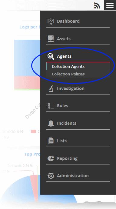 5 Log Collection Agents and Policies Comodo NxSIEM is capable of collecting logs in two ways - by deploying agents or by using NXLOG/RYSLOG software utilities (agent-less collection).