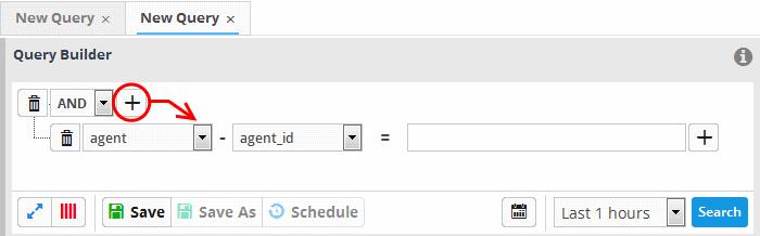 The next step is to add the filters for the query. Choose the combination condition for the query filter statements to be defined from the drop-down in the 'Query Builder' pane.