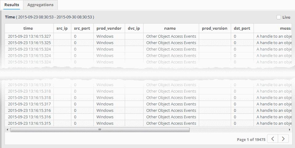 (explained above). Clicking on an event allows you to view its details. More details on the 'Results Table' are available under 'View Results Table'.