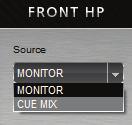 12. Front HP Source: Selects the source that is going to be fed on the Front Headphone outs.