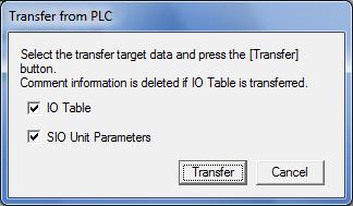 3 Select Create from the Options Menu of the PLC IO Table Window.
