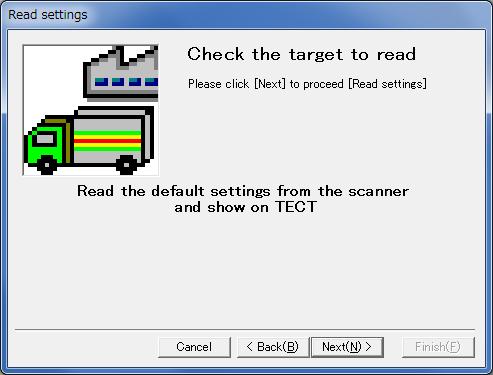 7 A message "Check the target to read" appears in the Read settings Dialog Box.