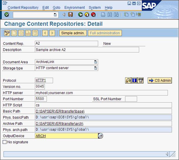 Figure 20. Change Content Repositories: Detail window containing your specifications 6. Click the Save icon to save your settings. What to do next: 4.2.2.5, Sending an SAP certificate to Collector Server 4.