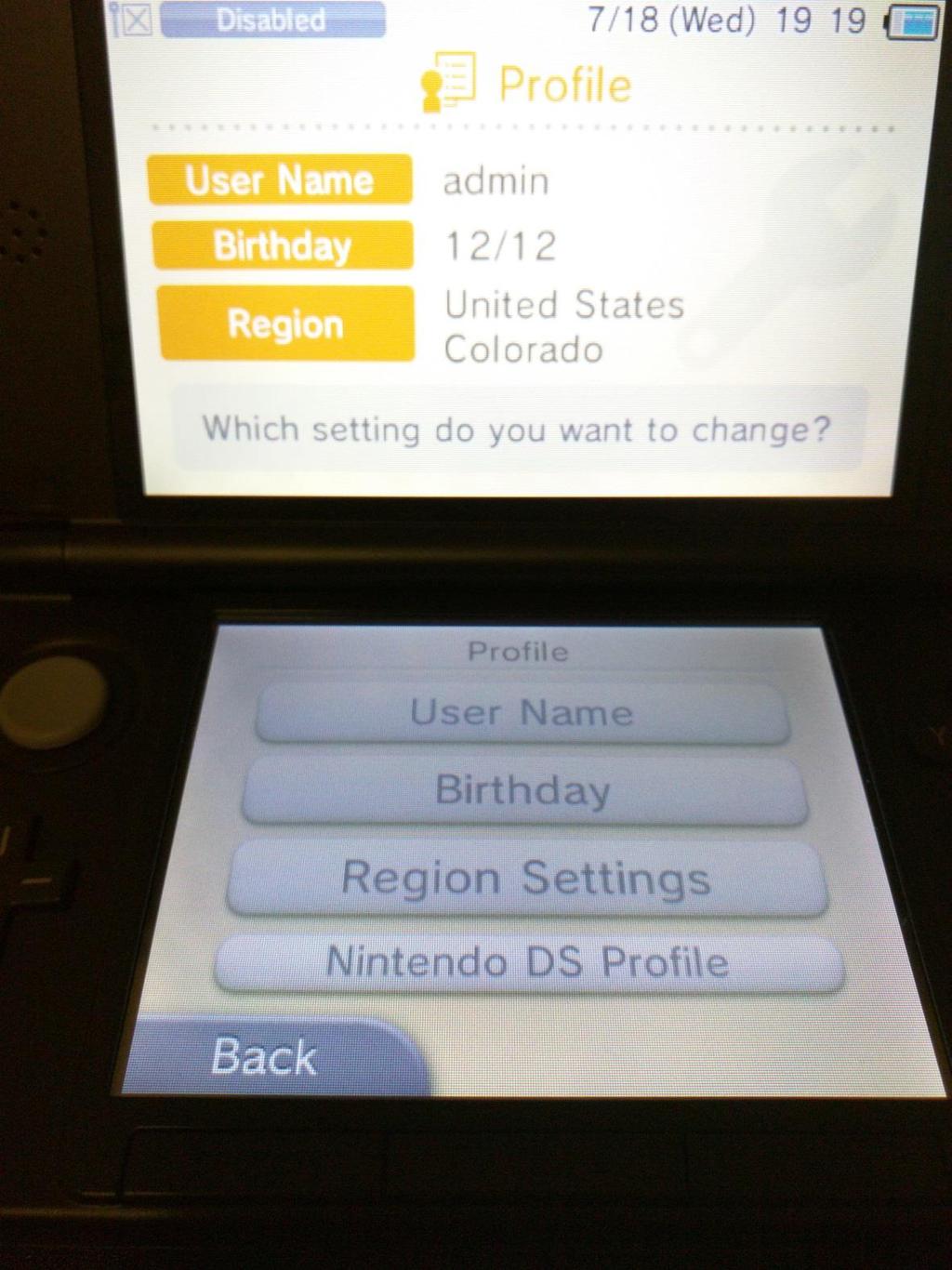15. Click on the Nintendo DS Profile tab. 16.
