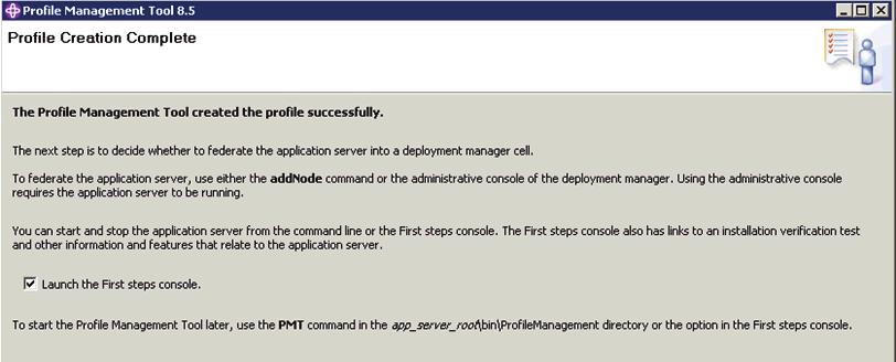 Creating a New Profile for WebSphere Application Server 8.5.