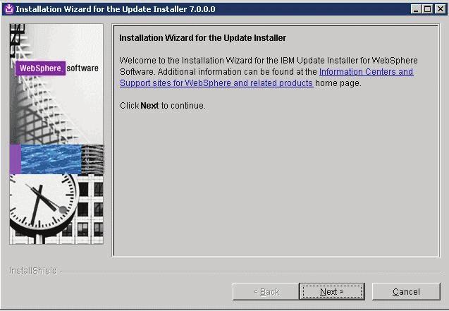 Installing the WebSphere Update Installer cd /cdrom 2.