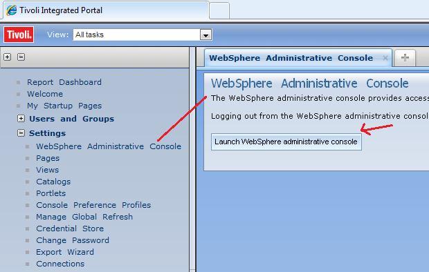 Chapter 3: Set the report session to not expire/timeout To set the report without timeout session, complete the following settings: 1] Click Launch Websphere administrative console to login to