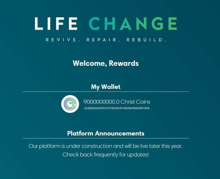 Step 13: Log into www.lifechange.io to View Account Balance Use your email and password to check you balance.