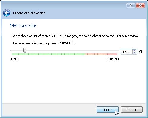 3. Enter the amount of memory (RAM) that you want