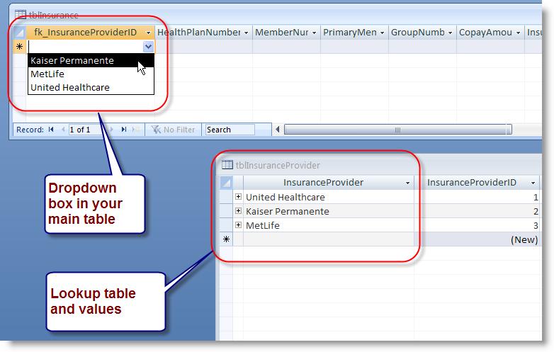 Figure 4: Lookup Fields and Tables Tip Use dropdown fields for information that isn t likely to change often, and you want to make sure your users don t enter values that aren t valid to maintain