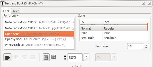 Text options Text toolbar Text and