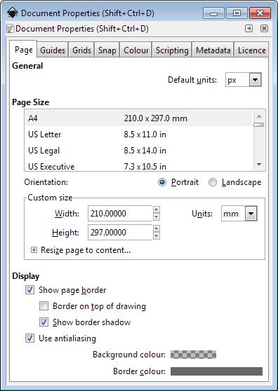 Exercise 1: set up a canvas File > Document Properties Shows page in view Doesn t