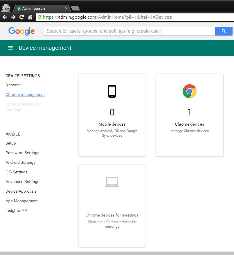 Secure Browser Configuration Installing the Secure Browser on Mobile Devices 4. When the Device management screen appears, select the [Chrome Management] link (indicated in Figure 99)