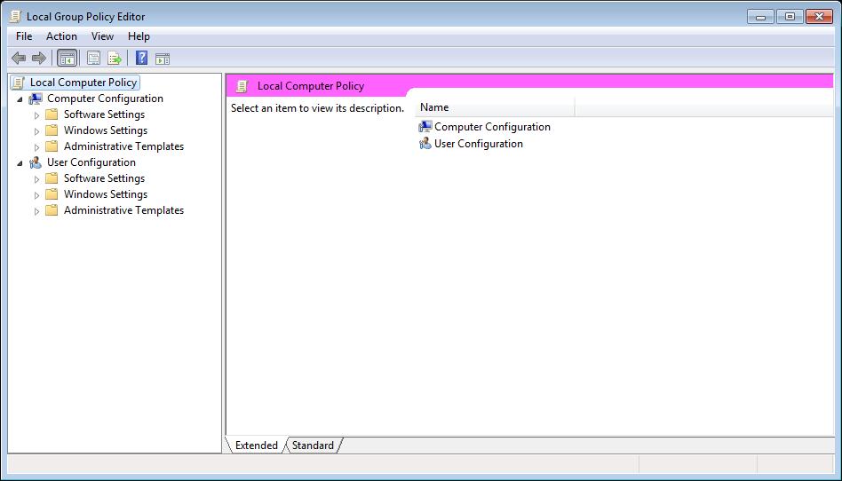 System Configuration Software Configuration Figure 14. Local Group Policy Editor 1.