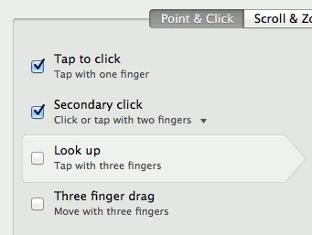System Configuration Software Configuration Figure 31. Trackpad Preferences options, [Point & Click] tab 4. Clear the Look up check box. Disabling Display of Notification Center OS X versions 10.