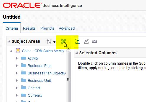 Chapter 5 Creating and Editing Analytics This figure shows the Add or Remove subject areas icon. 3.