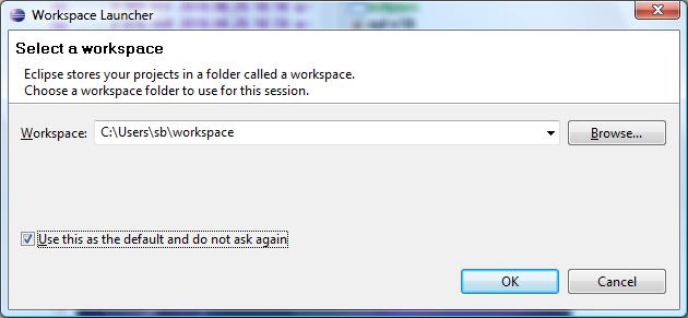 When Eclipse is executed for the first time it asks which folder should be the