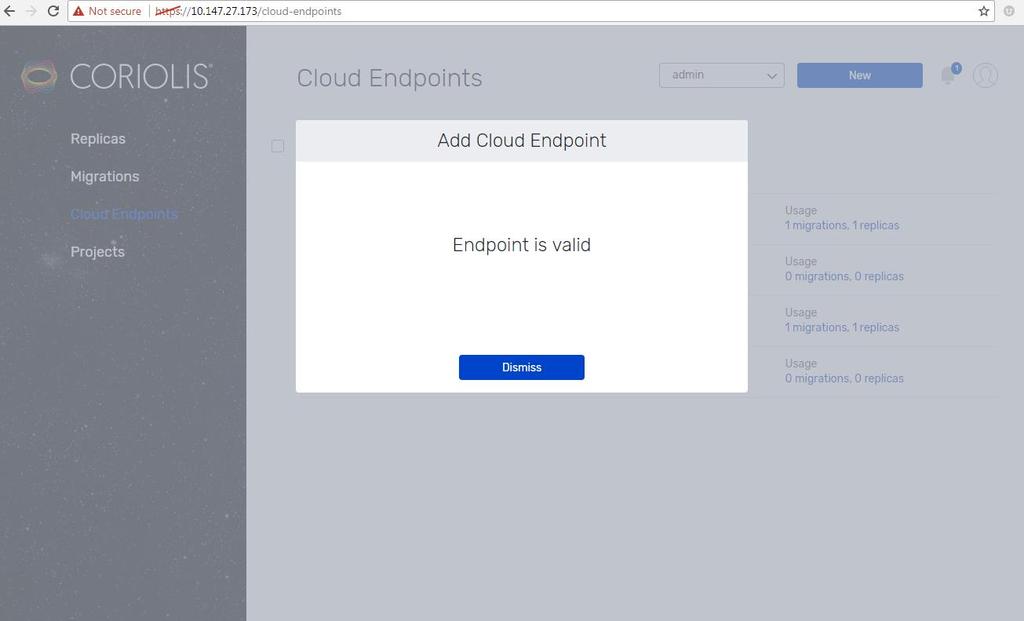 Figure 15. Validation of the cloud endpoint for PCA Create cloud endpoint for VMware vsphere Repeat the above procedure, this time choosing VMware from the Add Cloud Endpoint list.