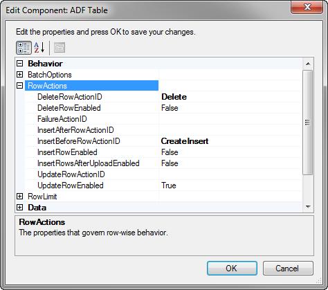 Configuring an ADF Table Component to Update Existing Data 7.6.