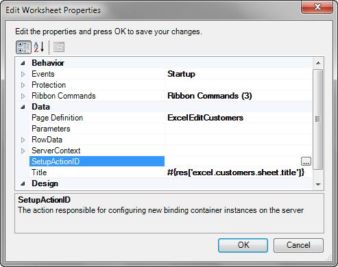 Using Explicit Worksheet Setup Action Using the Explicit Worksheet Setup Action feature of ADF Desktop Integration, you can specify a setup action that is invoked before the client retrieves the