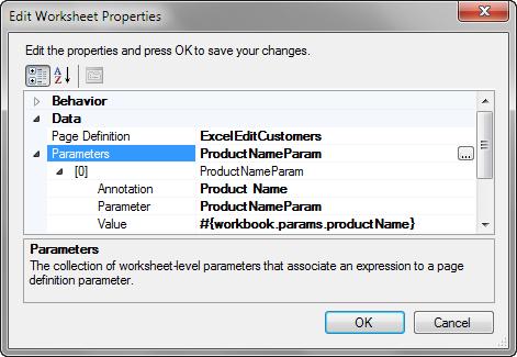 Passing Parameter Values from a Fusion Web Application Page to a Workbook 2. In the Workbook group of the Oracle ADF tab, click Worksheet Properties. 3. Click the browse (.