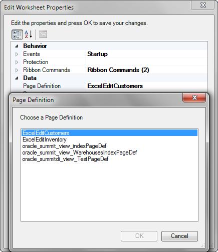 Using the Collection Editors Figure 5 13 Page Definition Picker For more information about page definition files, see Section 4.3, "Working with Page Definition Files for an Integrated Excel Workbook.