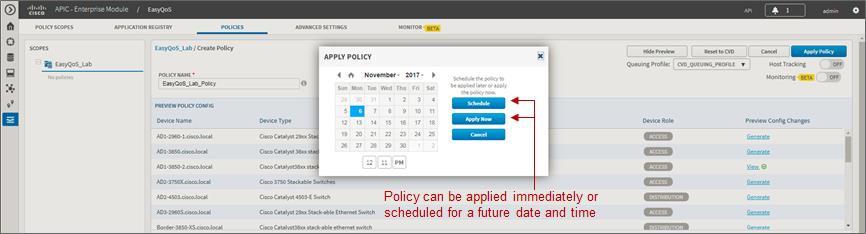 Figure 46 Displaying the Preview Configuration The preview policy option can be useful in uncovering potential errors in applying policy such as an unsupported line card within a Catalyst 6500 Series