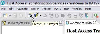 Creating a HATS project 1. Click Start > Programs > IBM Software Development Platform > IBM Rational HATS 7.1 > HATS Toolkit 7.1 to start the HATS toolkit. 2.