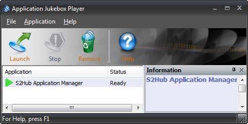 12) See Application Jukebox Player appear 13) See S2Hub Application Manager loading 14) Click on the small X in the top right corner of the Application Jukebox Player window 15) You may see