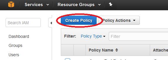 Enter following policy document, replacing the example
