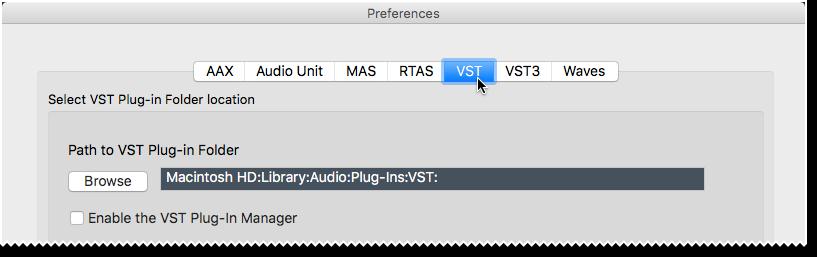 The UDPM VST Plugin Manager select: If your Plugin Manager folder path matches the UDPM defined location, just click the Enable VST Plug-In Manager check box, or use the Browse