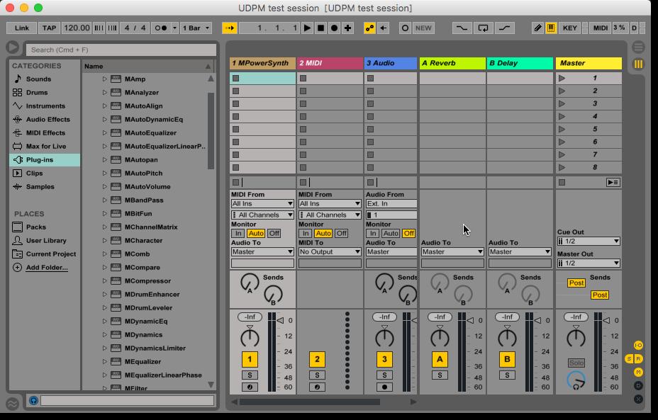 23 The UDPM QUICK START Ableton Live 9 with only 3 rd Party Instruments Ableton Live before UDPM Instrument only preset activation.
