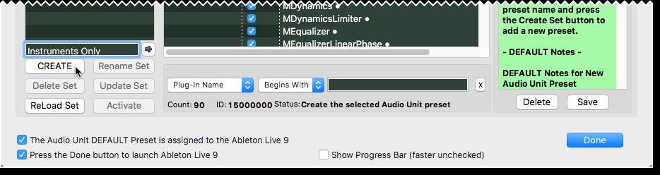 non-instrument plugins switched off. 1. Create the preset.