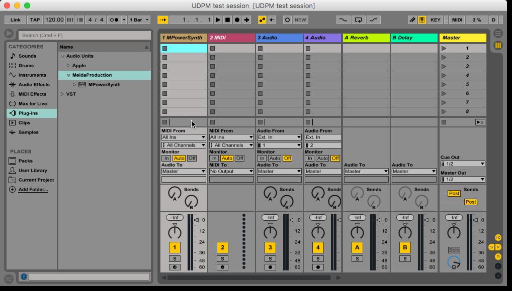 27 The UDPM QUICK START Ableton Live 9 with only 3 rd Party Instruments Ableton Live after UDPM Instrument only preset activation. The UDPM has successfully switched off 89 plugins.