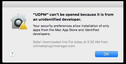 6 After the UDPM app is dragged to your Applications folder, run UDPM normally, from the Finder, Launchpad, Spotlight, etc.