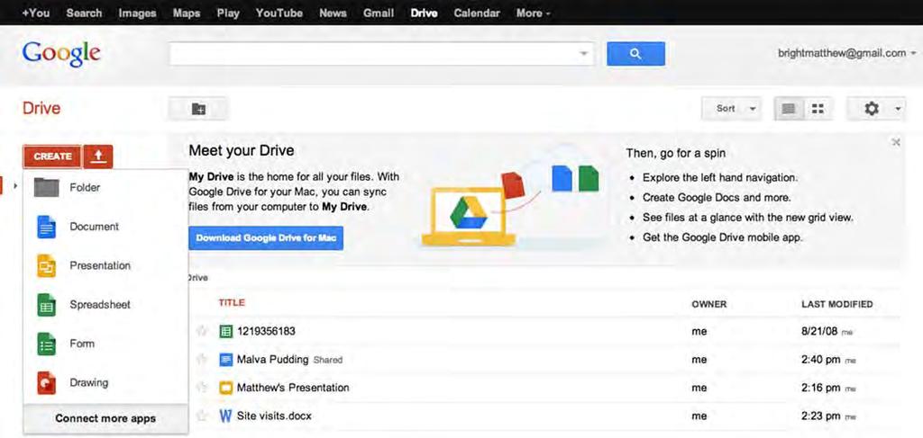 Google Drive Google Drive is a cloud storage and computing service, allowing you to access and edit files and documents in the cloud. Drive is now the home of Google Docs.
