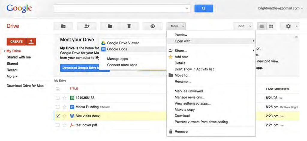 computers you use allows you to easily keep the files stored in Google Drive updated across them all. In this way, Google Drive works as an alternative to other cloud storage solutions like Dropbox.