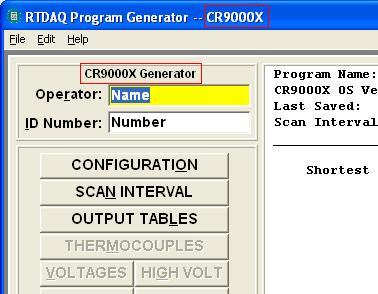 2 Program Startup To create a datalogger program using the RTDAQ CR5000/CR9000X Program Generator, press the Program Generator button from the main RTDAQ toolbar.