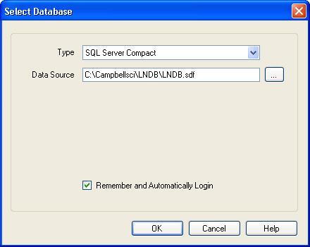 Section 6. View Pro 6.4.1 Selecting a Database The Select Database dialog box comes up the first time you select File View LoggerNet Database Table.