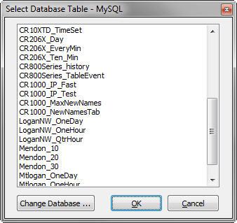 Section 6. View Pro 6.4.2 Selecting a Table The Select Table dialog box comes up once a database has been selected.