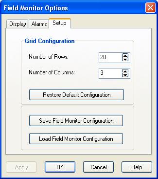 Section 7. Monitoring Data in Real-time 7.1.5.3 Setup Tab In the Setup tab, you can configure the number of rows and columns to be displayed on the data grid.