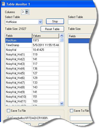 Section 7. Monitoring Data in Real-time 7.3.2 Displaying Tables on the Table Monitor Use the Select Table drop-down box to select the desired tables to be displayed.