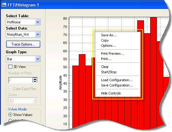 Section 7. Monitoring Data in Real-time 7.9.6 Zooming in on the Spectrum or Histogram 7.9.7 Save and Print Options You can zoom directly in on a particular location of the graph by clicking in the graphical display area and drawing a box.