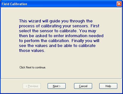 Section 9. Calibration and Zeroing The Introduction screen for the Wizard will appear. Review the instructions and press Next.