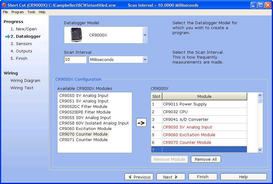 Section 5. Program Creation and Editing If you are creating a program for a CR9000X, the CR9000X Configuration box will also appear on this screen.