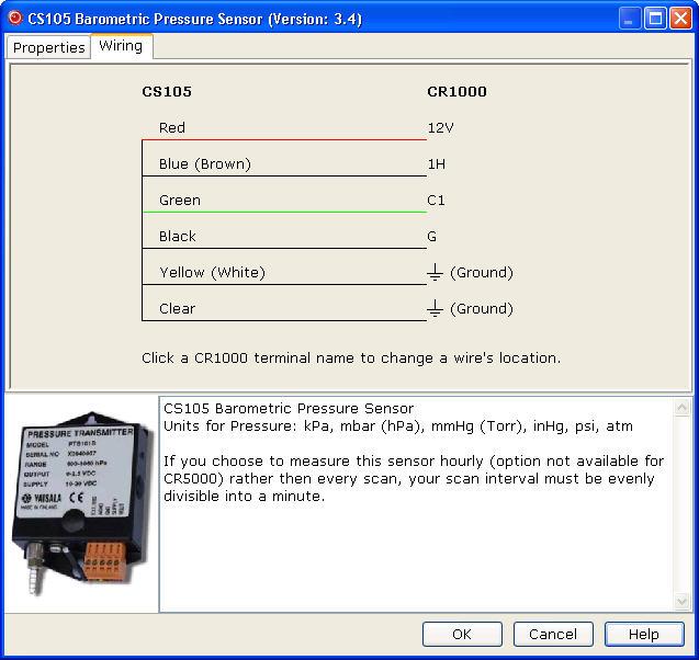 Section 5. Program Creation and Editing Click on the Wiring tab of a sensor s parameter form to show the wiring for the sensor (or the first sensor in a sensor group).