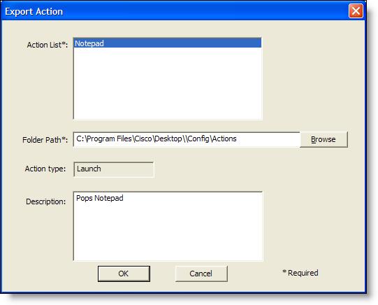 Cisco Desktop Administrator User Guide 2. Click Export. The Export Action dialog box appears (Figure 43). Figure 43. Export Action dialog box 3.