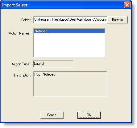 Creating Actions To import a work flow action: 1. Select the work flow group to which you want to import an action. The Import Export Work Flow Actions window appears (Figure 42). 2. Click Import.